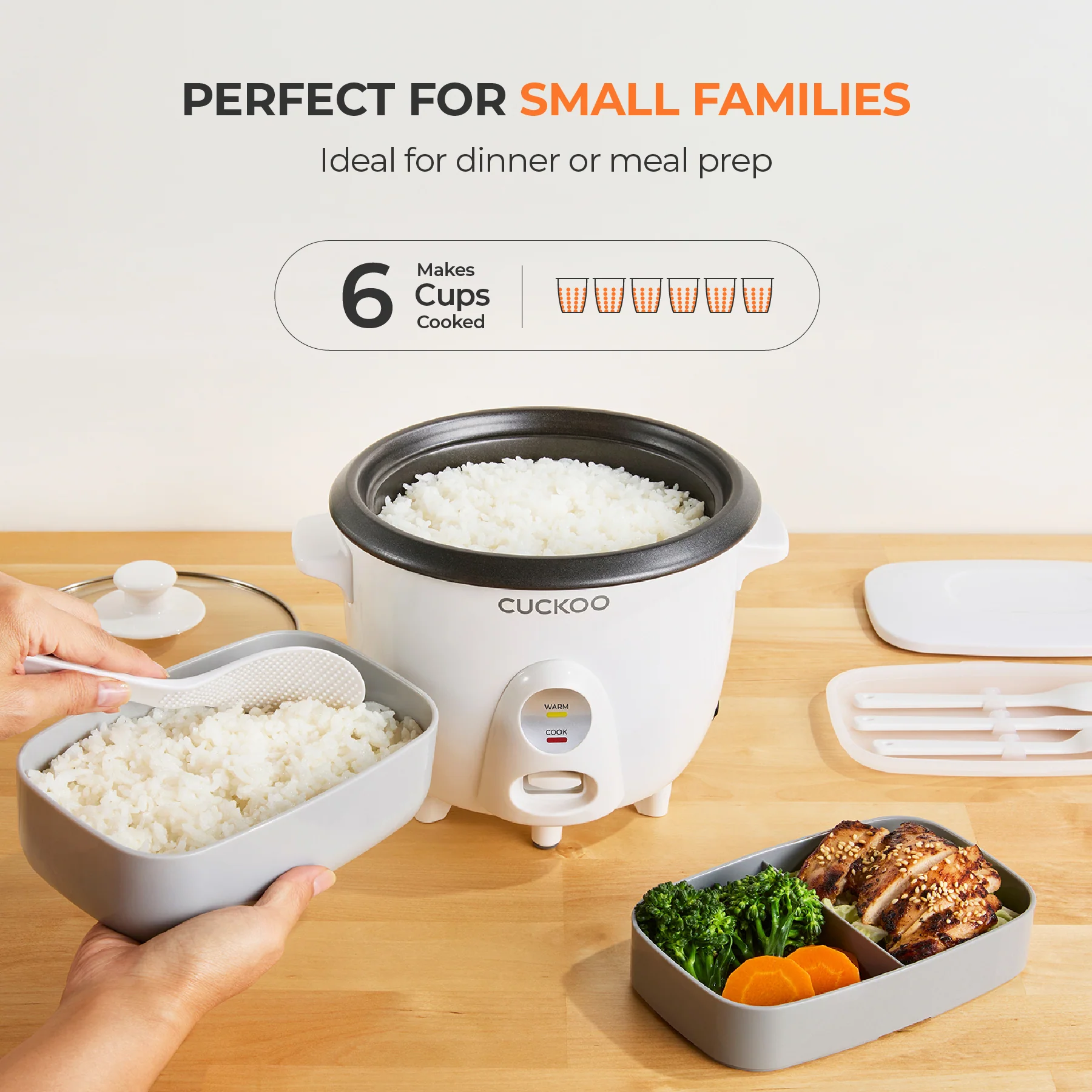 3-Cup One Touch Rice Cooker & Steamer (CR-0301C) - Image 6
