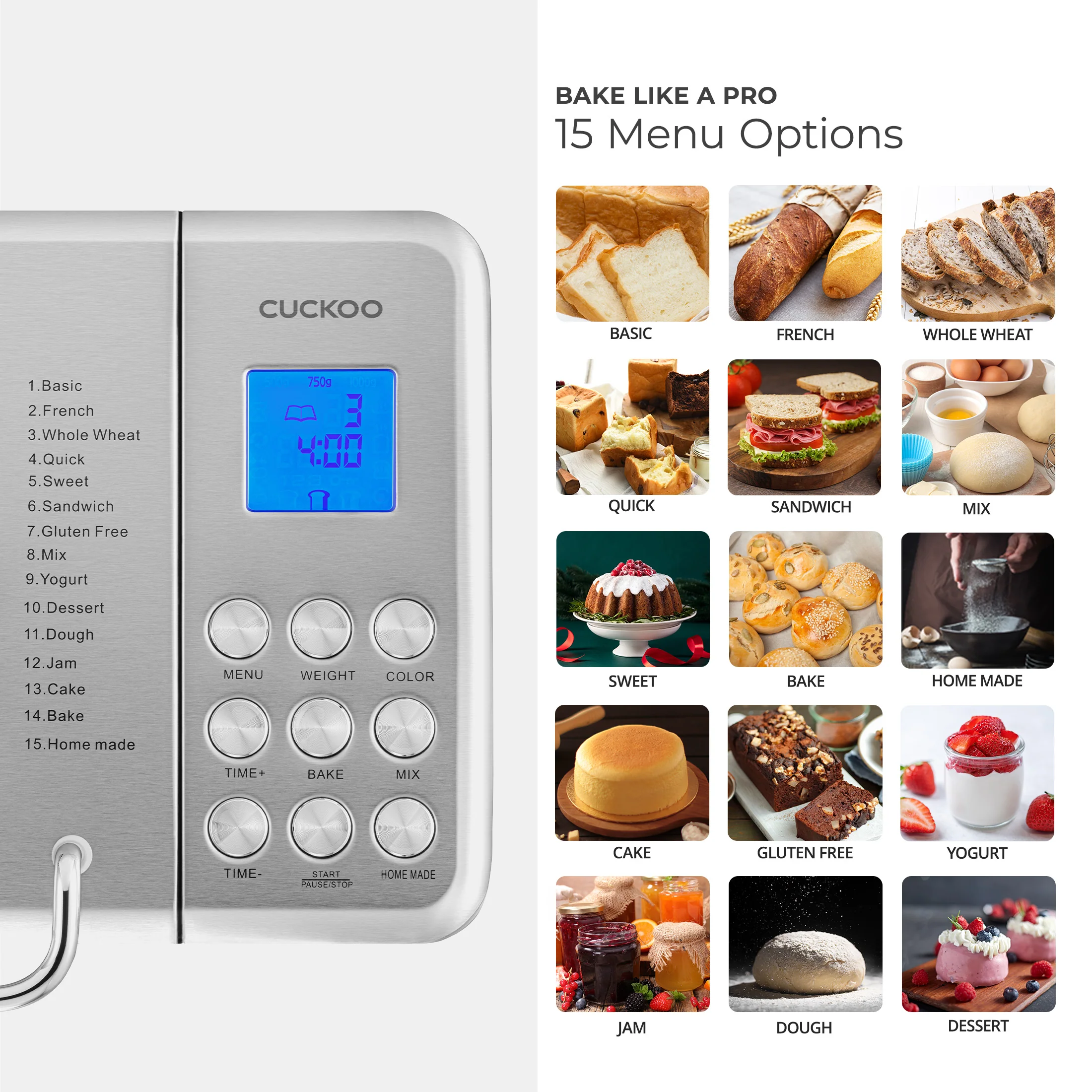 Bread Maker (CBM-AAB101S) Automatic with 17 Menu Options, 3 Crust Colors, and Up to 2lb Loaf Capacity - Image 4