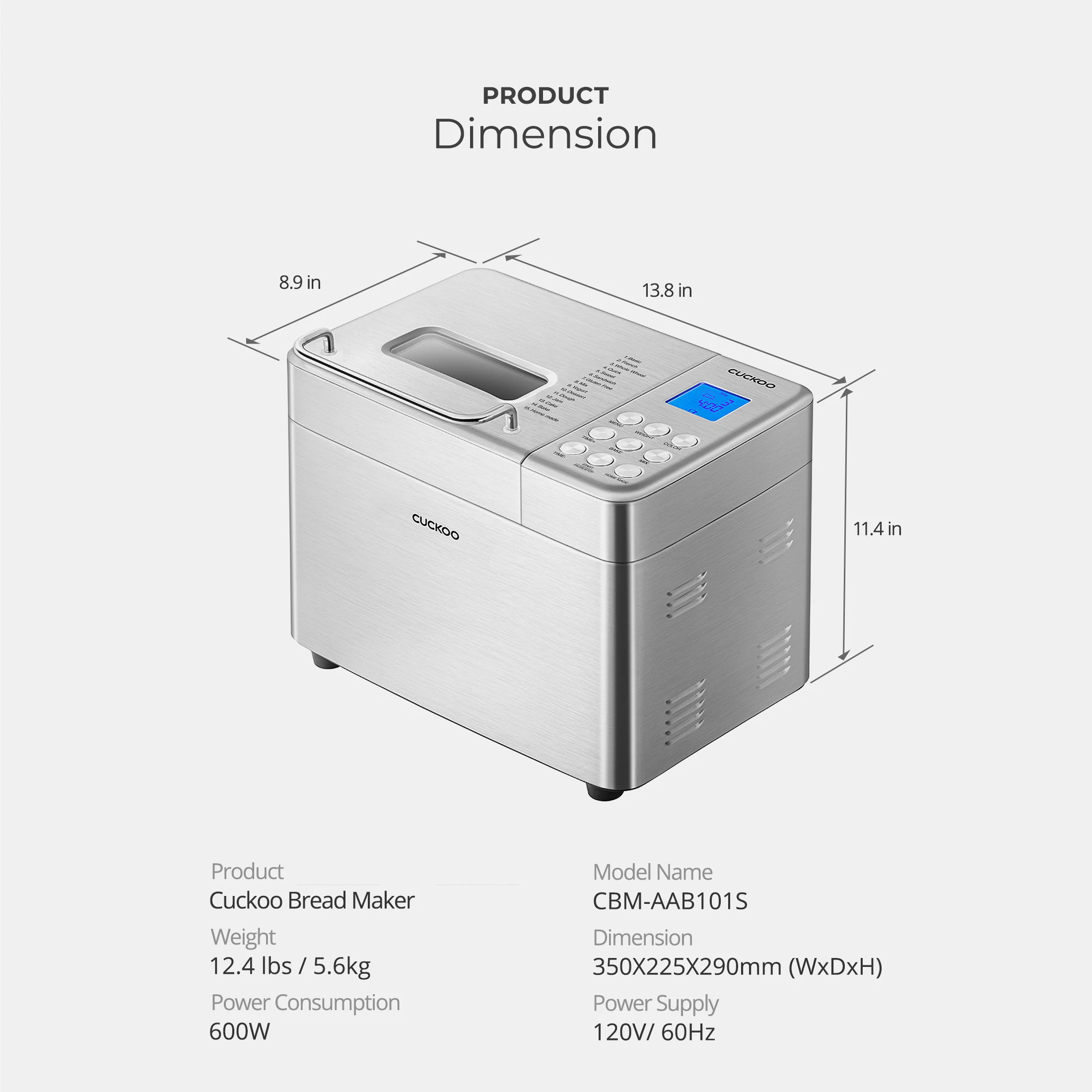 Bread Maker (CBM-AAB101S) Automatic with 17 Menu Options, 3 Crust Colors, and Up to 2lb Loaf Capacity - Image 7
