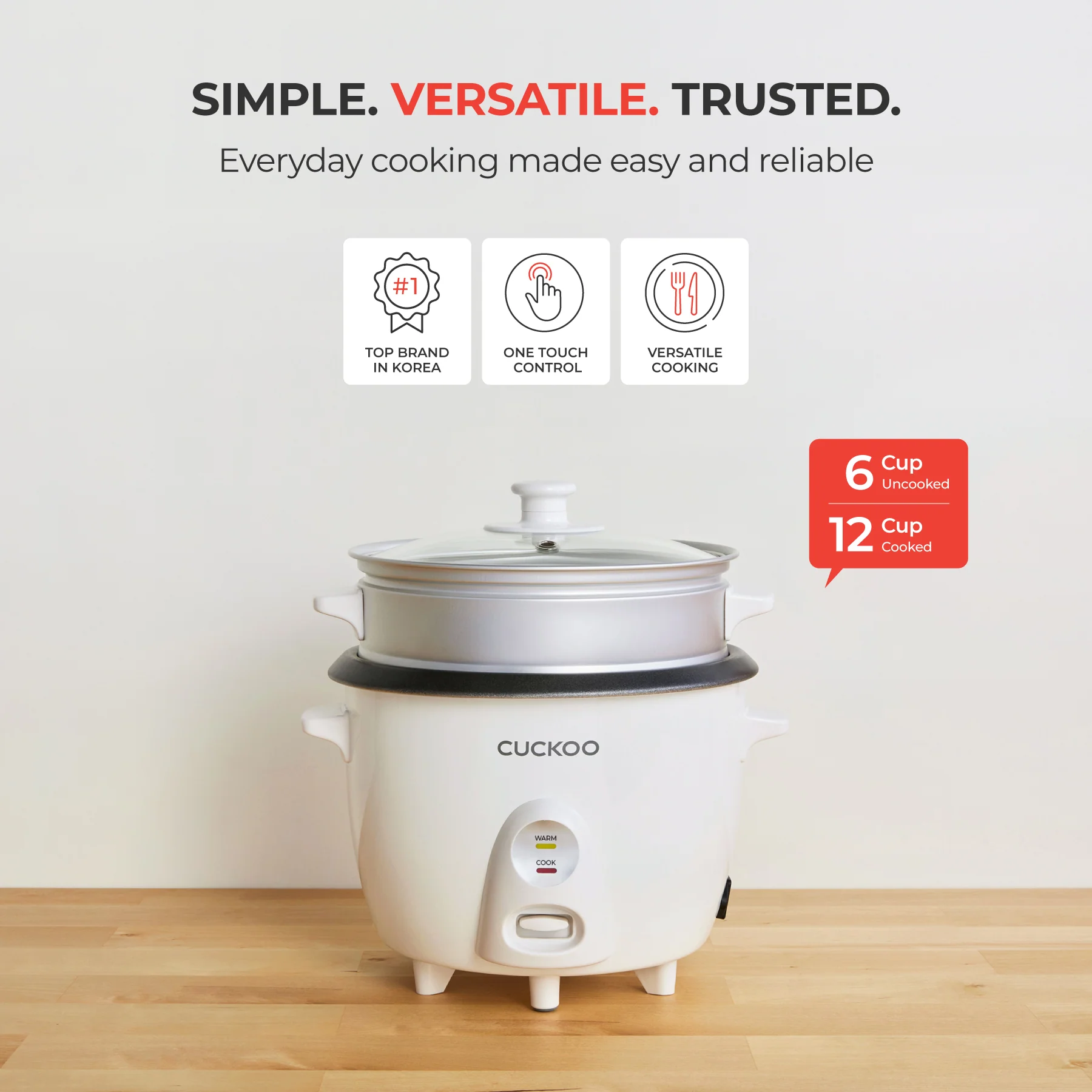 ☆ Free Shipping☆ 6-Cup One Touch Rice Cooker & Steamer (CR-0601C) - Image 3