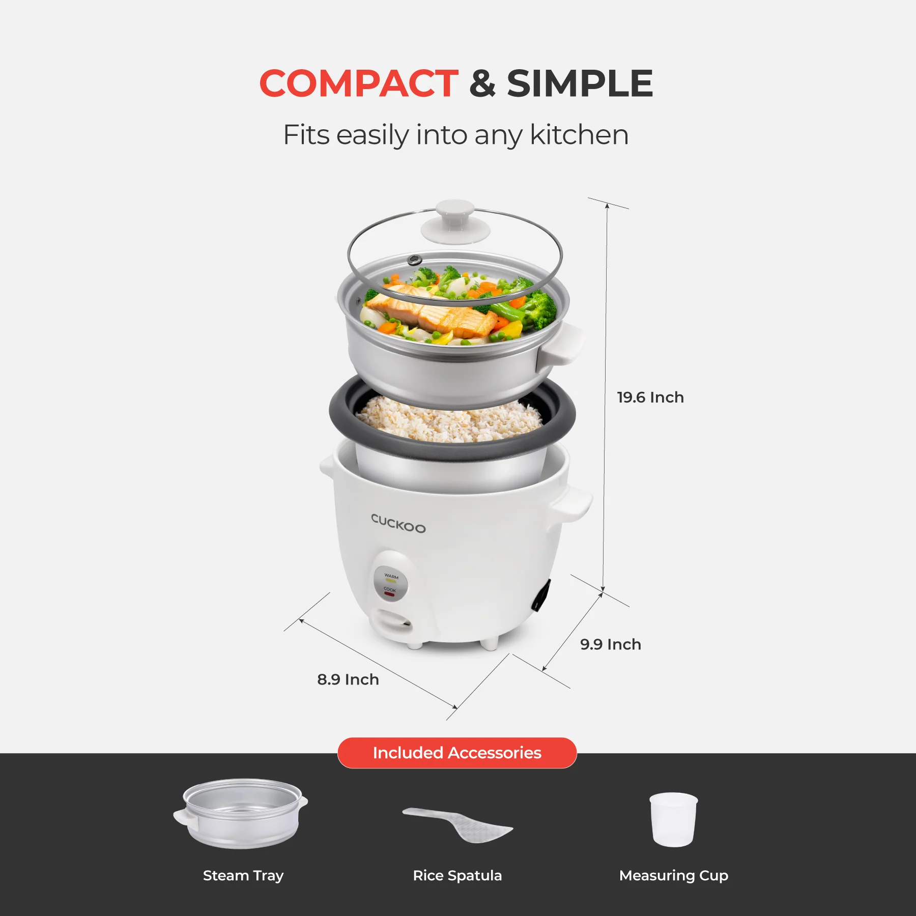 ☆ Free Shipping☆ 6-Cup One Touch Rice Cooker & Steamer (CR-0601C) - Image 4