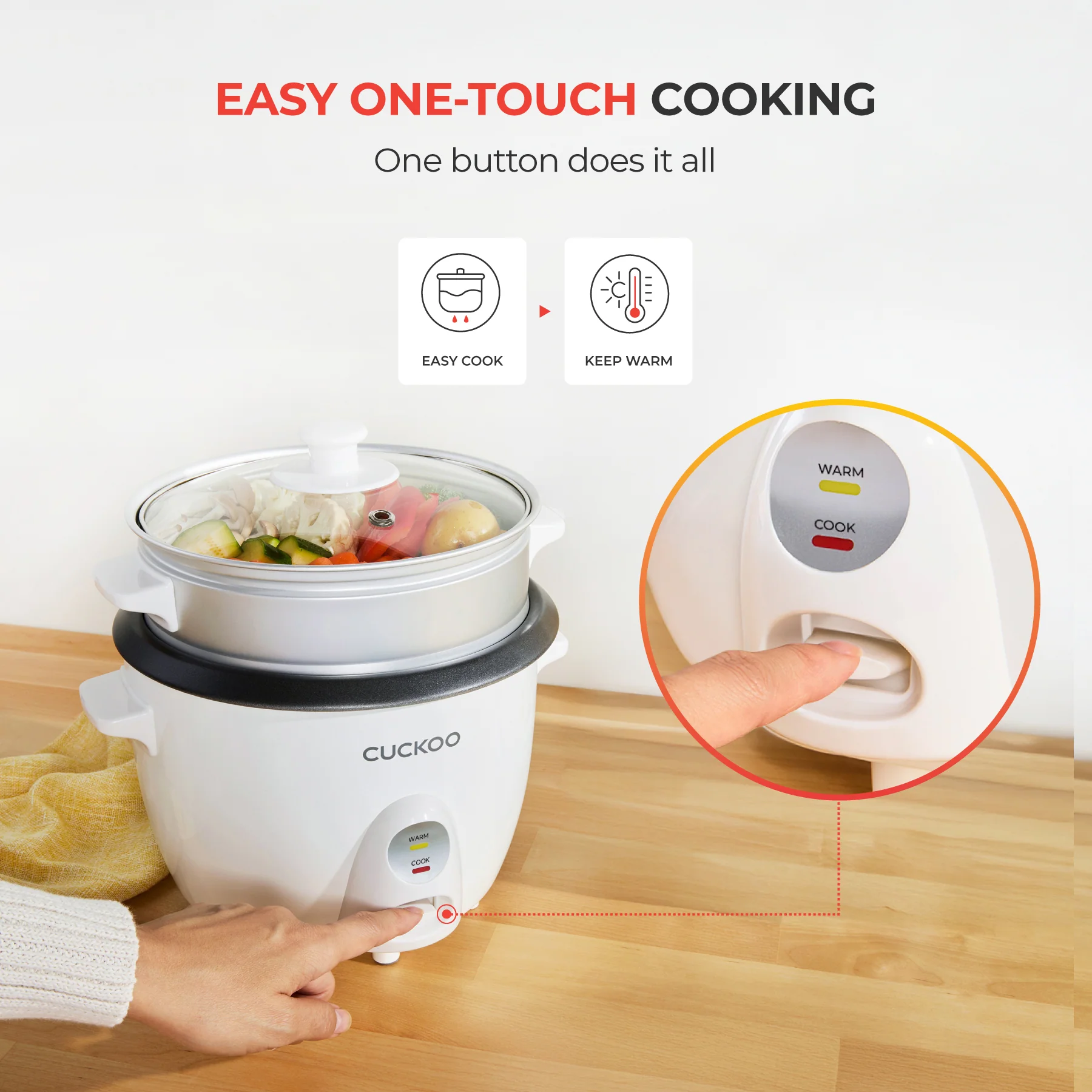 ☆ Free Shipping☆ 6-Cup One Touch Rice Cooker & Steamer (CR-0601C) - Image 6