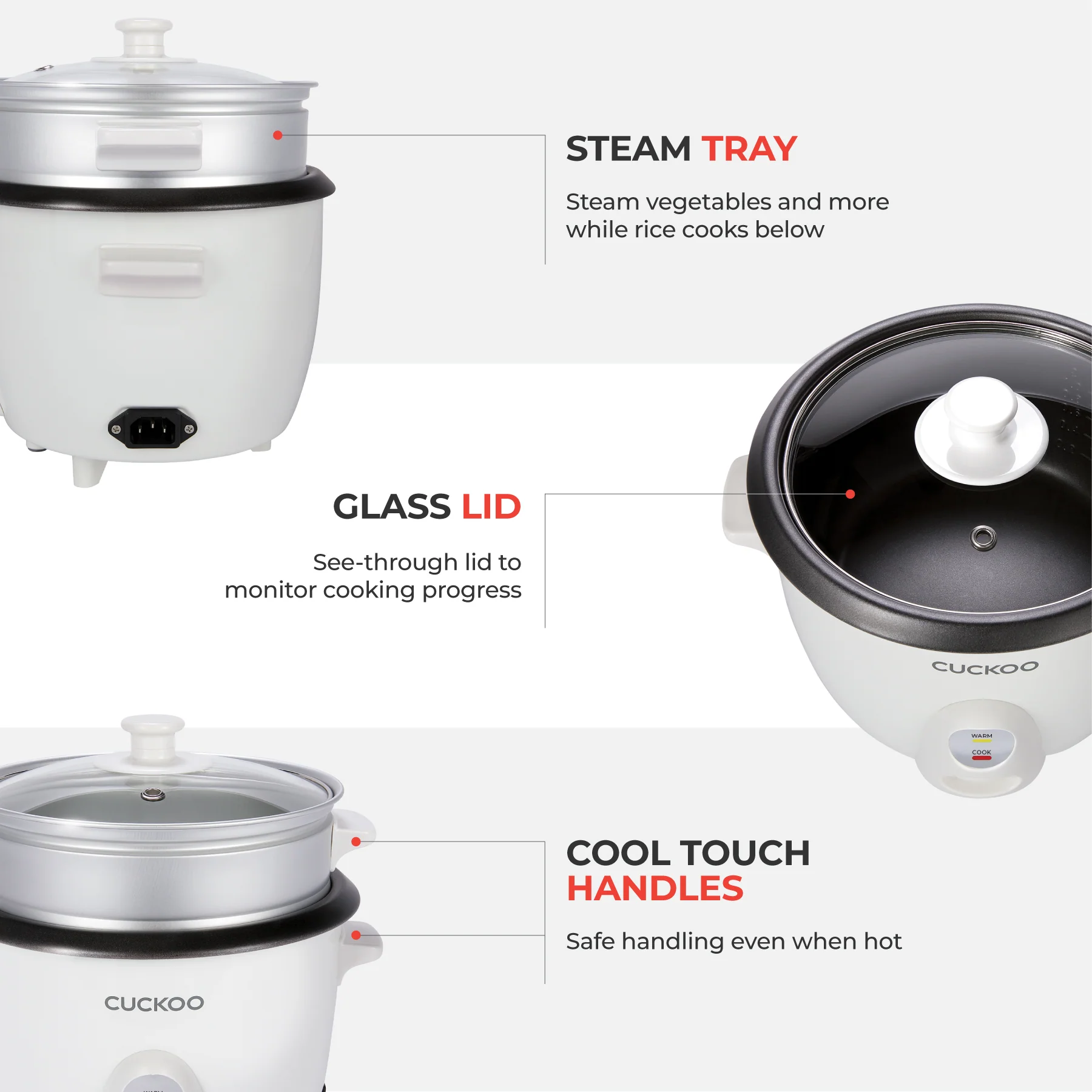 ☆ Free Shipping☆ 6-Cup One Touch Rice Cooker & Steamer (CR-0601C) - Image 7
