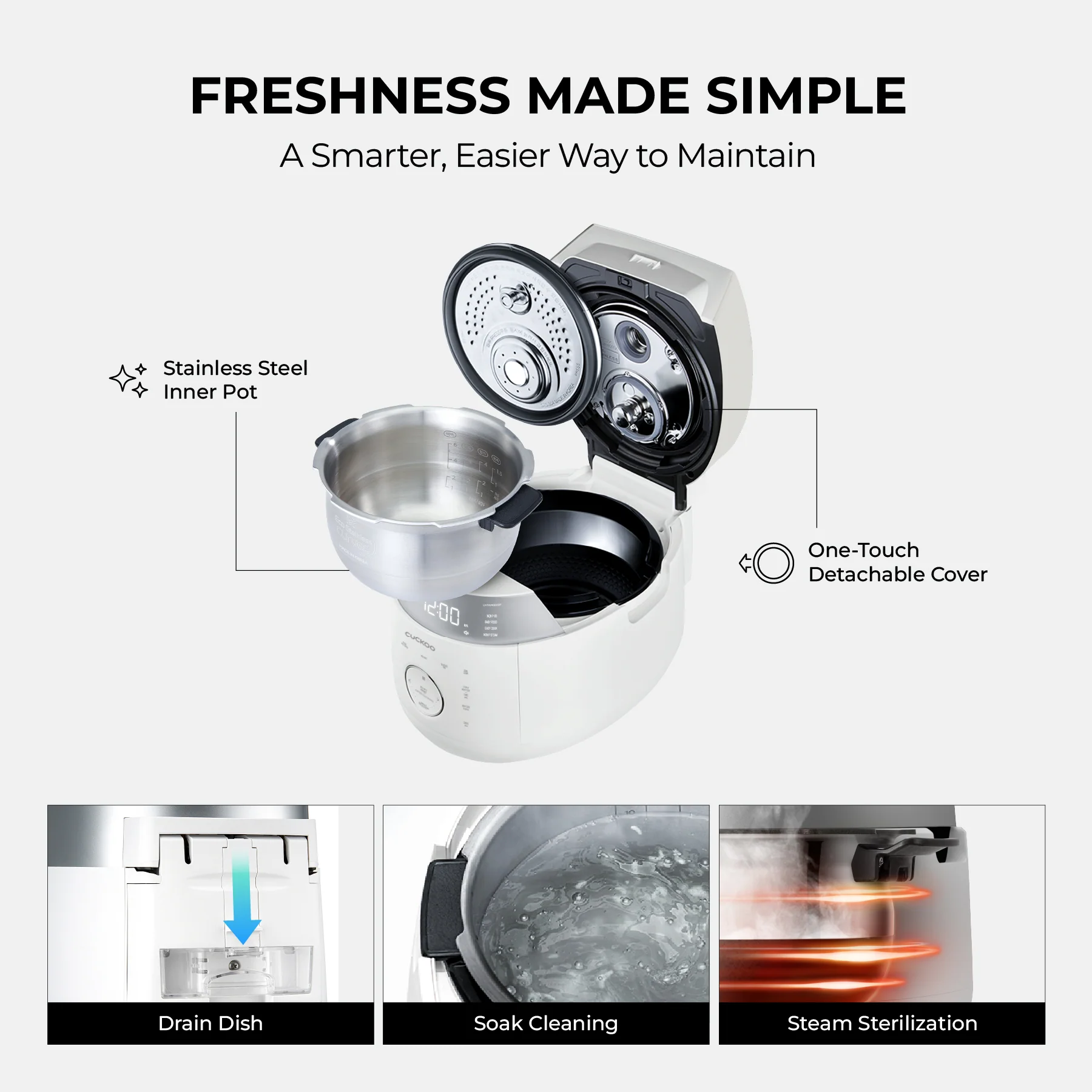 6-Cup IH Twin Pressure Rice Cooker (CRP-LHTAR0609F) – Built-in Stainless Steel Inner Pot - Image 8