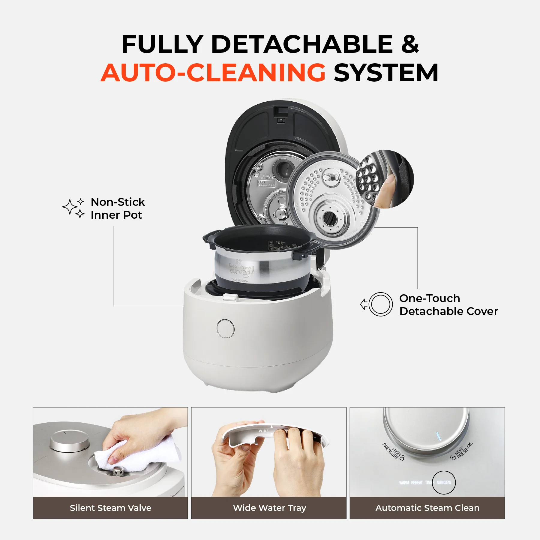 6-Cup IH Twin Pressure Prestige Silence Lumin (CRP-OHTR0609FW) – Compatible with Stainless Steel Inner Pot (Sold Separately) - Image 11