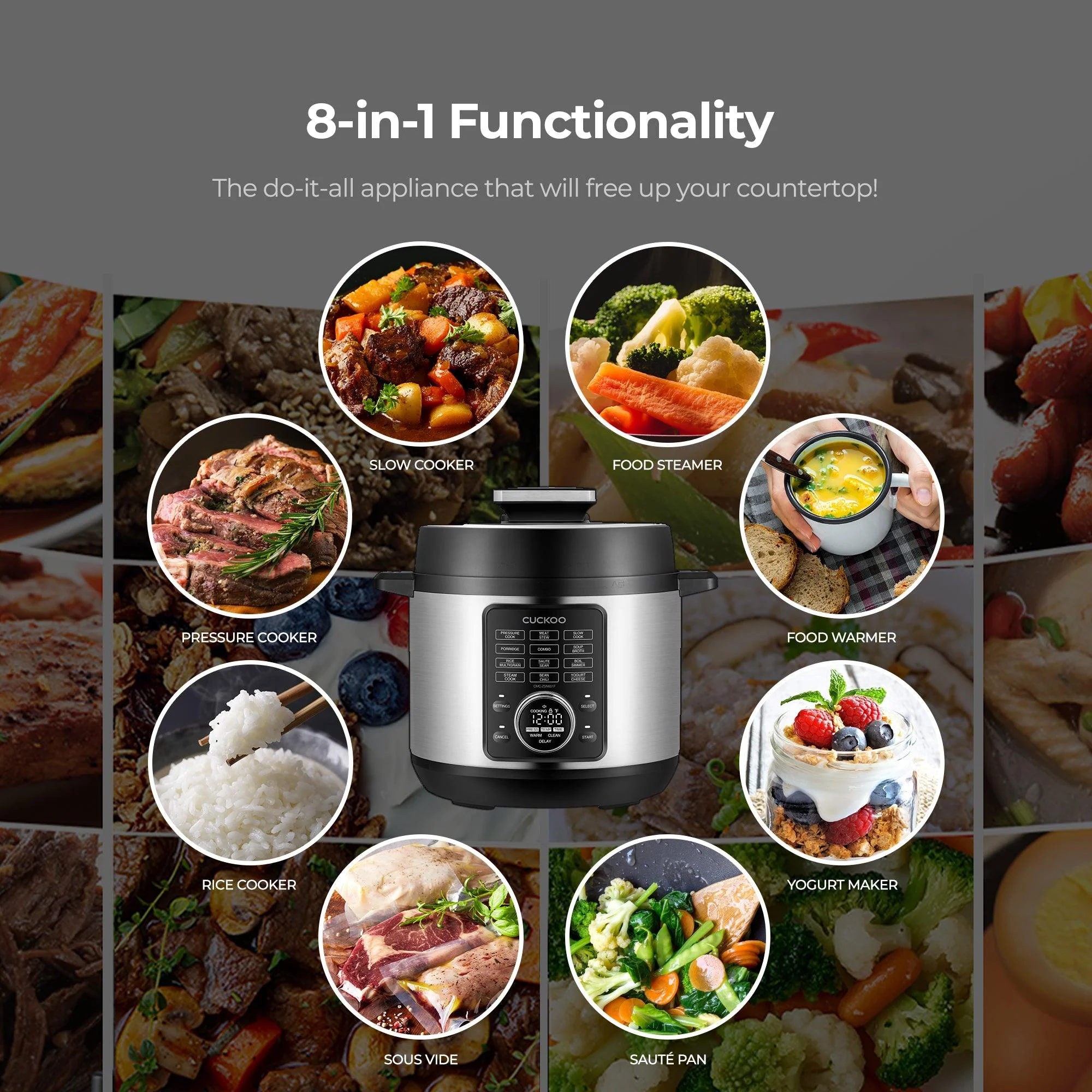 Refurbished B grade 6-Quart 8-in-1 Pressure Cooker (CMC-ZSN601F) - Image 2