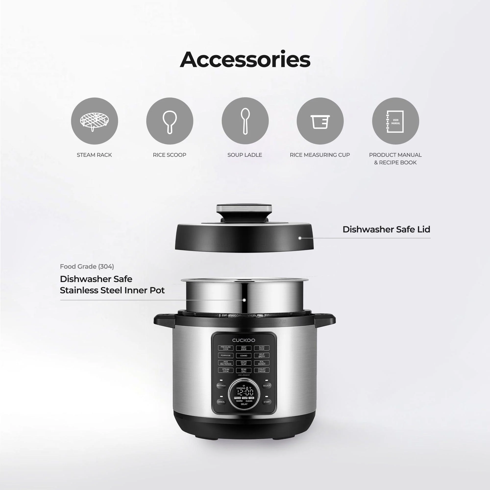 Refurbished B grade 6-Quart 8-in-1 Pressure Cooker (CMC-ZSN601F) - Image 8