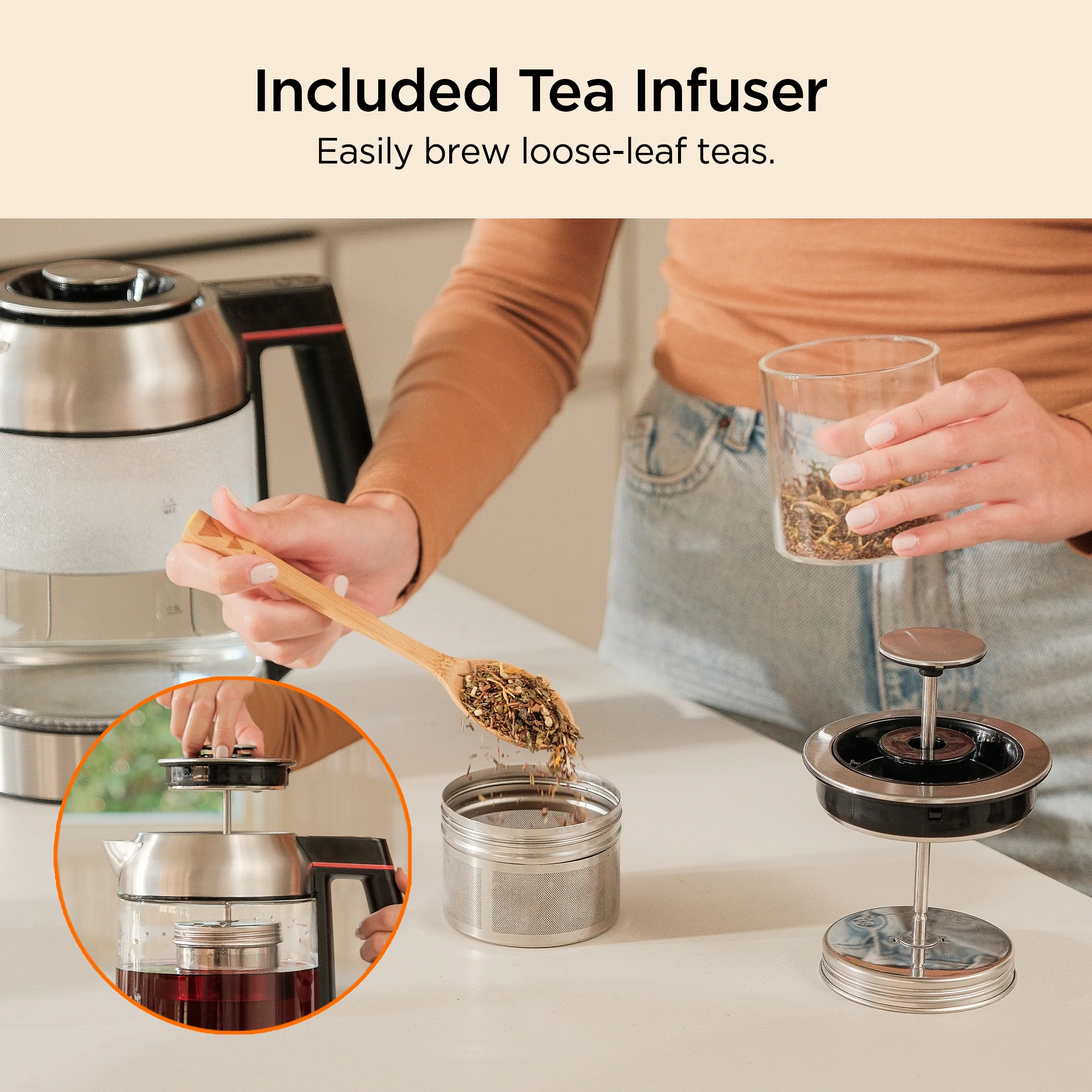 Electric Glass Kettle with Tea Infuser (CK-G170BS) - Image 3
