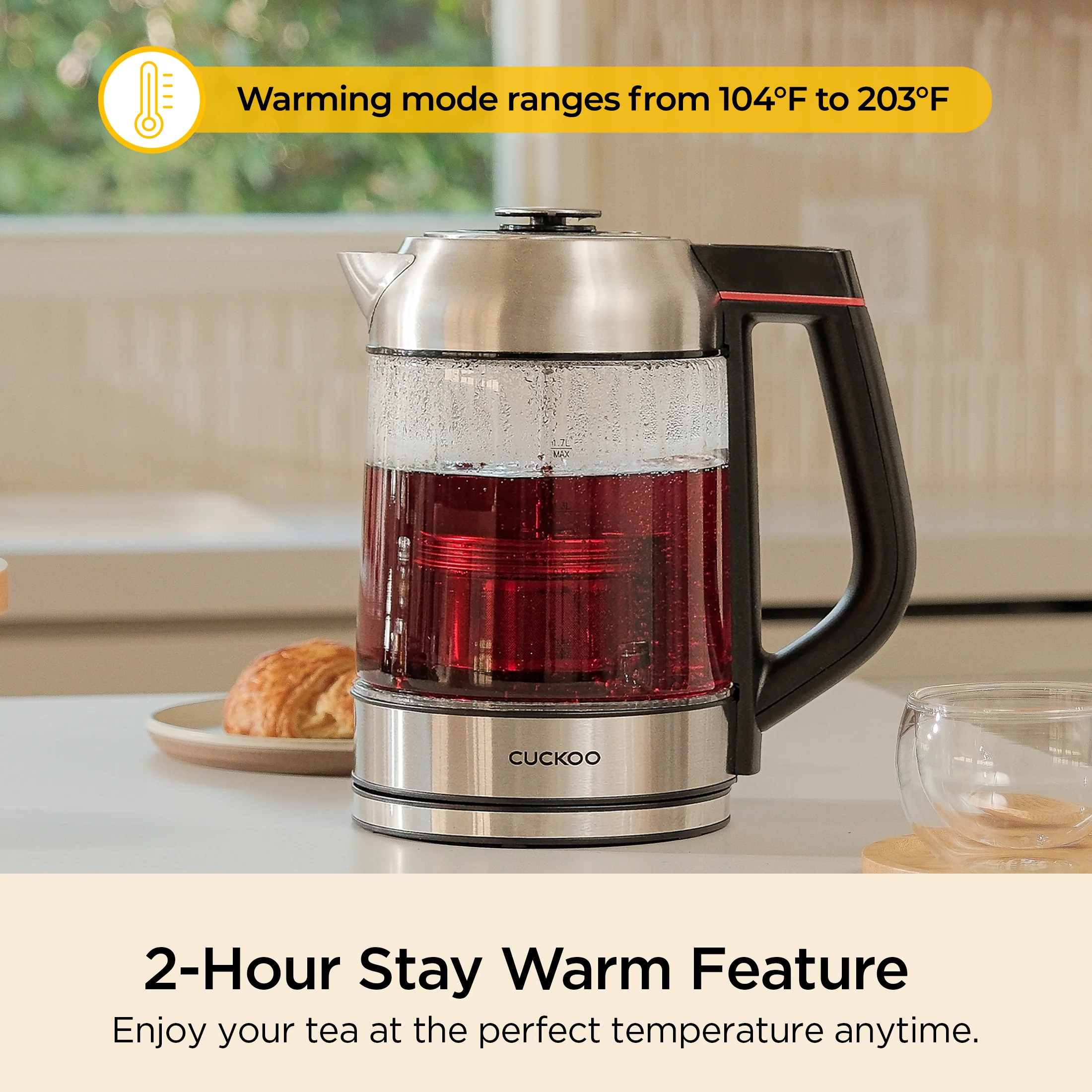 Electric Glass Kettle with Tea Infuser (CK-G170BS) - Image 6